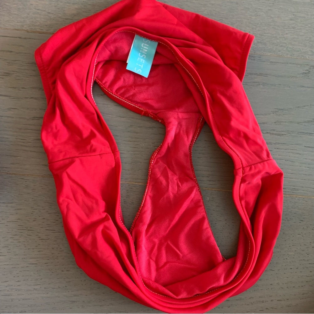 Sunsets Red & Colourful Swim Top & Bottom - Picture 11 of 14